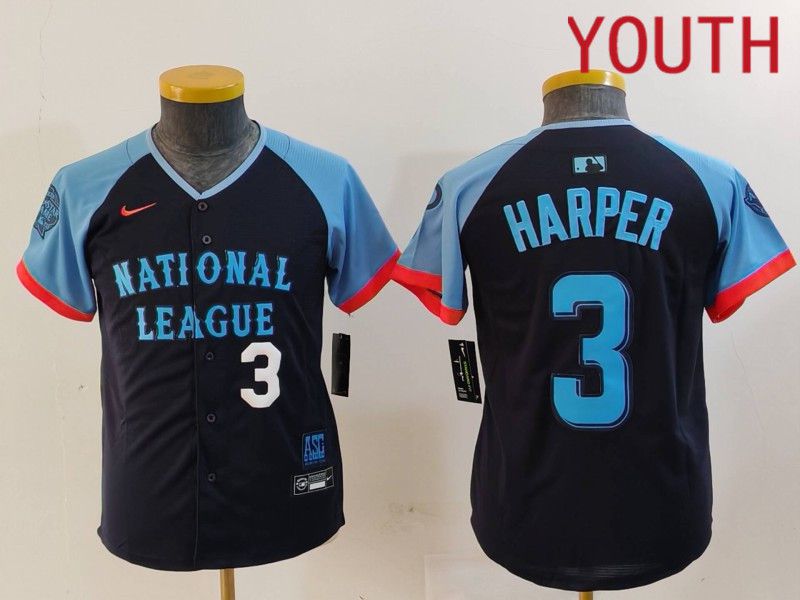 Youth Philadelphia Phillies #3 Harper Blue All star 2024 Nike MLB Jersey style 5